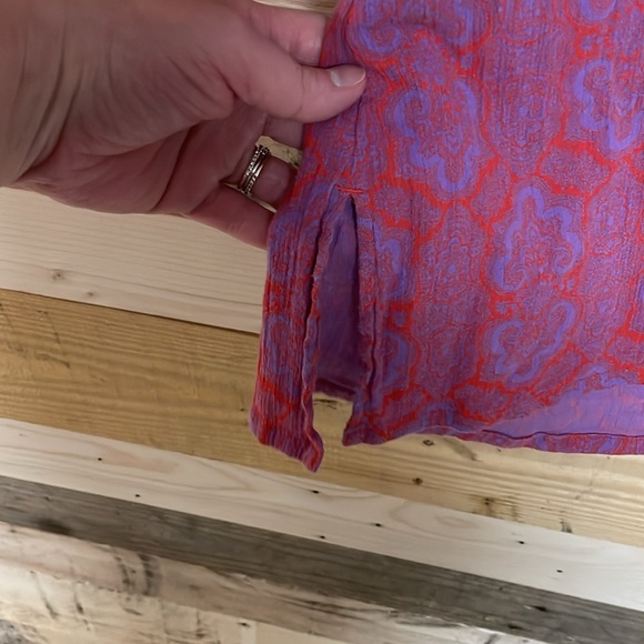 J.Crew size XXS Red & Purple Patterned V-neck Tunic Swimsuit Lightweight Coverup - Picture 5 of 7
